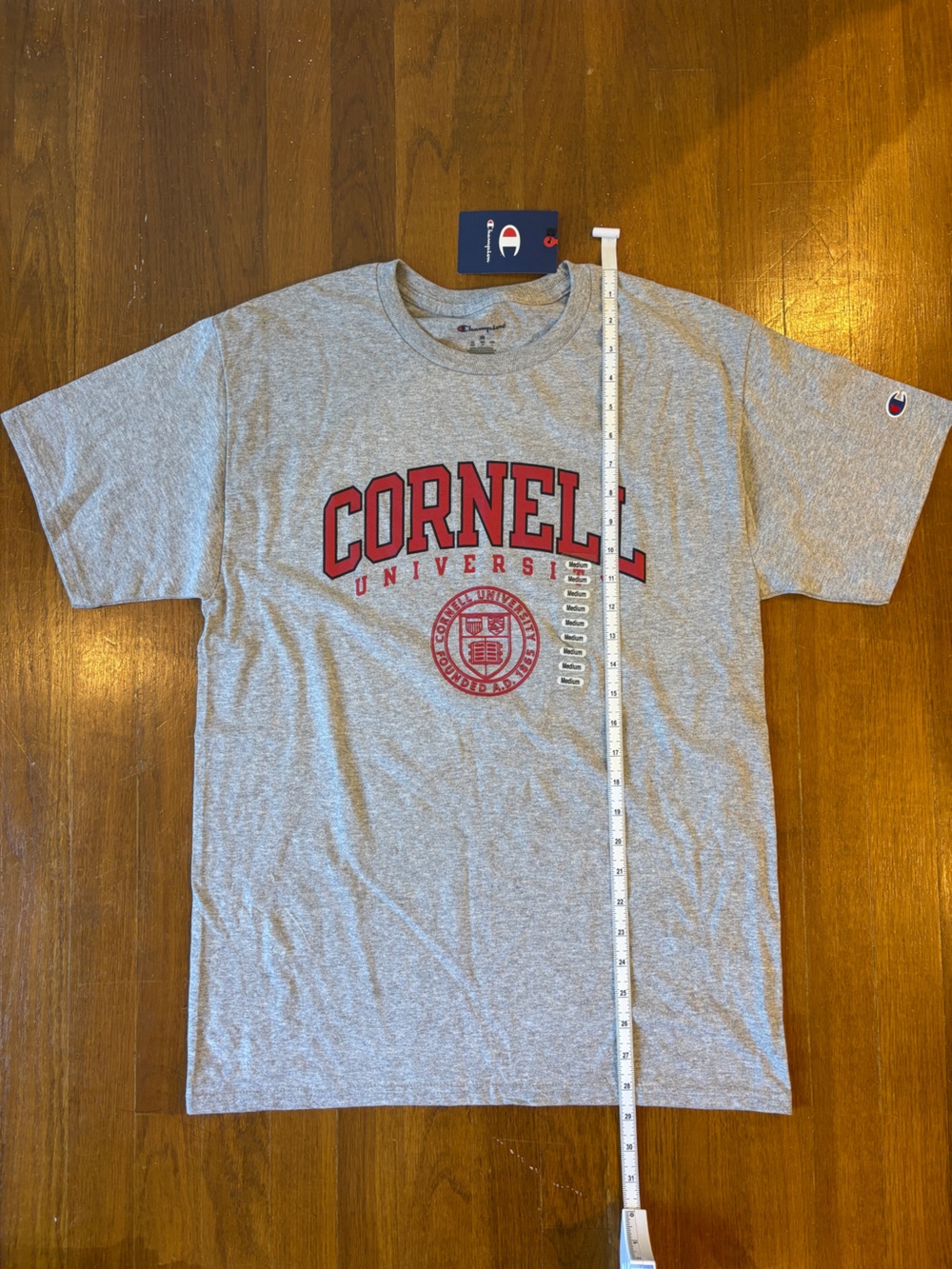 Champion Gray Cornell University Bookstore Short Sleeve Tee with Red Logo - Picture 5 of 7
